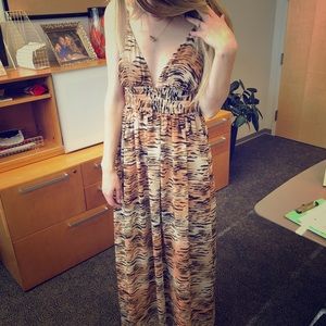 Moda International long tiger striped dress.